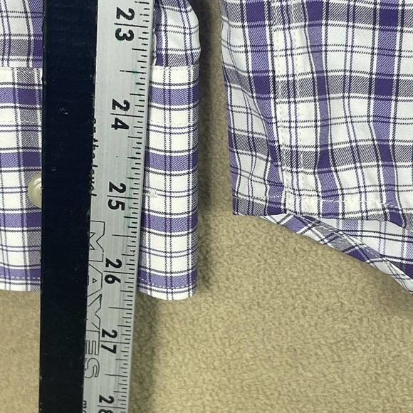 Peter Millar Summer Comfort Mens L Long Sleeve Button Up Shirt Purple Plaid - Picture 6 of 13